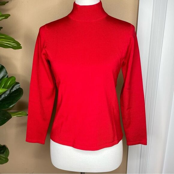 Pendleton Red Silk Blend Mock Neck Long Sleeve Top Size Small - Picture 5 of 5